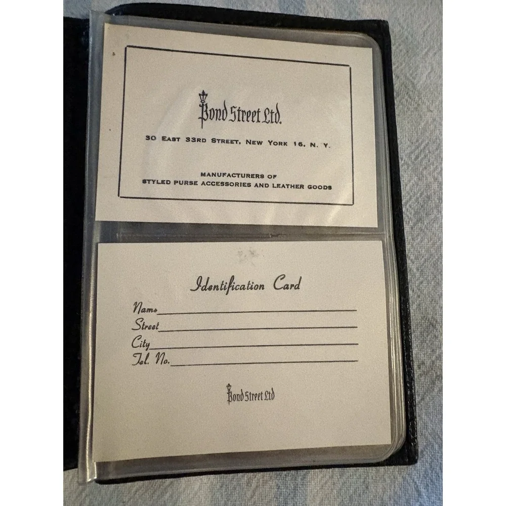 Vintage BOND STREET Travel Wallet Passport Holder Black Soft Leather W/ ID Cards